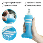 Fitly Soft Flask - 12 Oz (350 Ml) - Shrink As You Drink Soft Water Bottle For Hydration Pack - Folding Water Bottle For Running