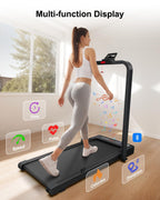 Walking Pad With Handle Bar, Foldable Treadmill Mini Under Desk Treadmill Walking Folding Treadmills For Home Small Running Pad