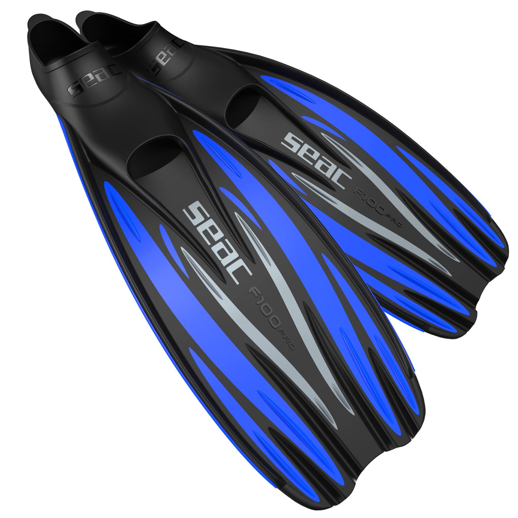 Seac F100 Pro, Ultra Light Underwater Full Foot Fin, For Diving And Snorkeling, Blue, 8 .5-9.5 Us