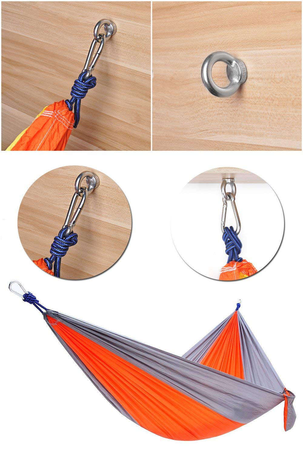 Hammock Hanging Kit, Load Capacity 1400 Lb, Stainless Steel Hammock Hook Carabiner Set For Yoga Hammock Swing Chair Indoor Outdo