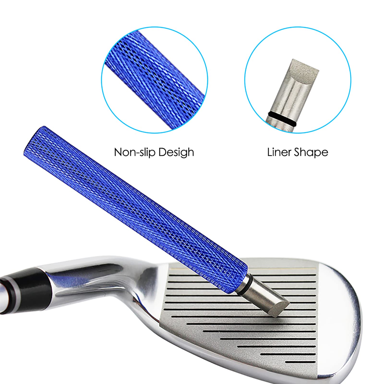 Vipmoon Golf Clean Tool Sets, Retractable Golf Club Brush And 2 Golf Club Groove Sharpener For U & V-Grooves, Portable Golf Brus