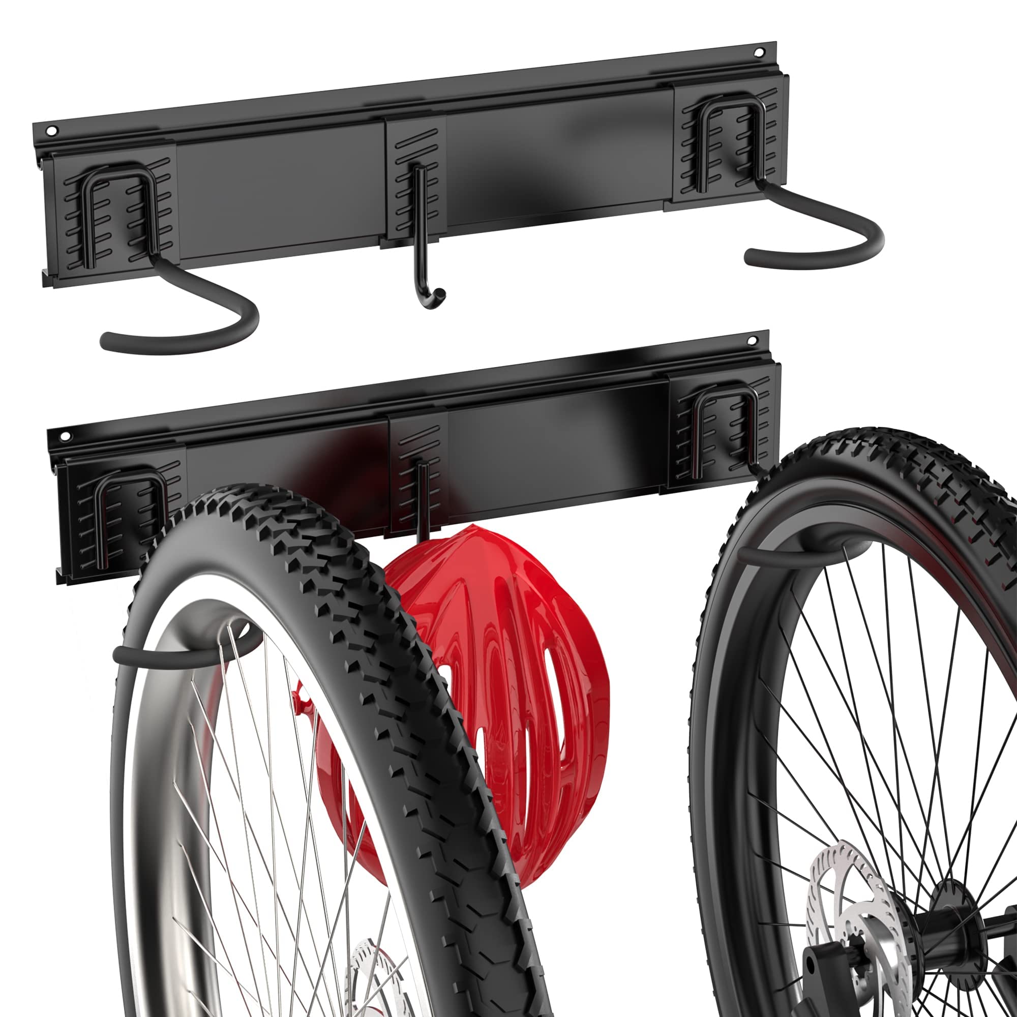 Ultrawall Bike Rack, Garage Bike Rack Wall Mount For 2 Bicycle And 1 Helmet, Heavy Duty Bike Storage For Home Space Saving Holds