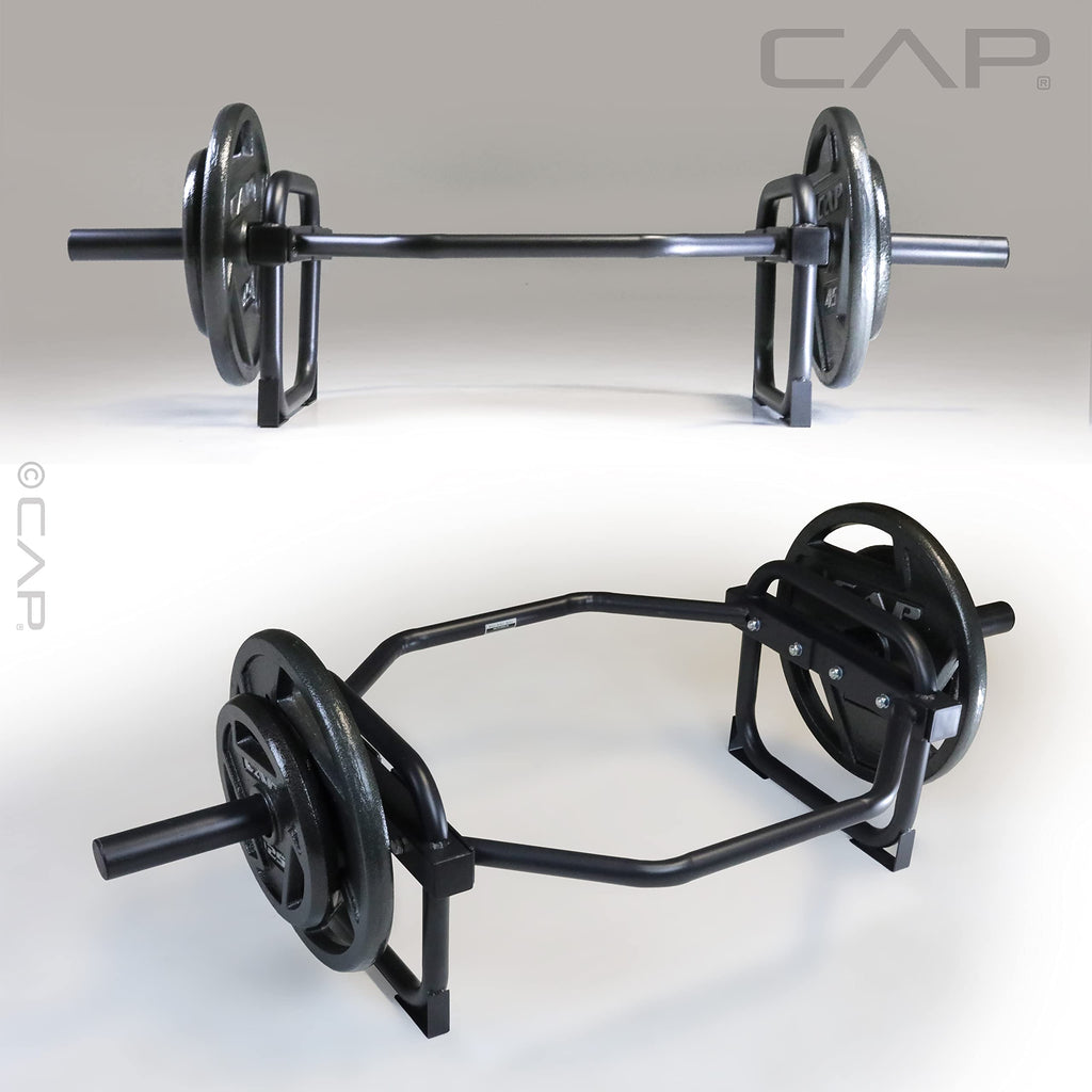 Cap Barbell Olympic Trap Bar, Hex Bar, Shrug Bar, Deadlift Bar, Black, 50 Inches