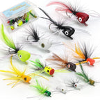 Ansnbo 12 Pcs Fly Fishing Popper Flies, Fly Popper Lures Bass Panfish Bluegill Crappie Popping Bug Sunfish Trout Salmon Poppers