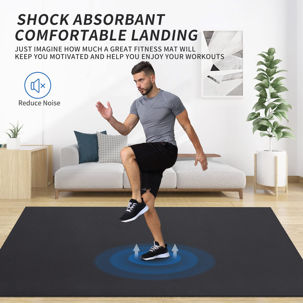 Extra Large Exercise Mat 9 X 6 X 7Mm, High-Density Workout Mats For Home Gym Flooring, Non-Slip, Extra Thick Durable Cardio Mat,