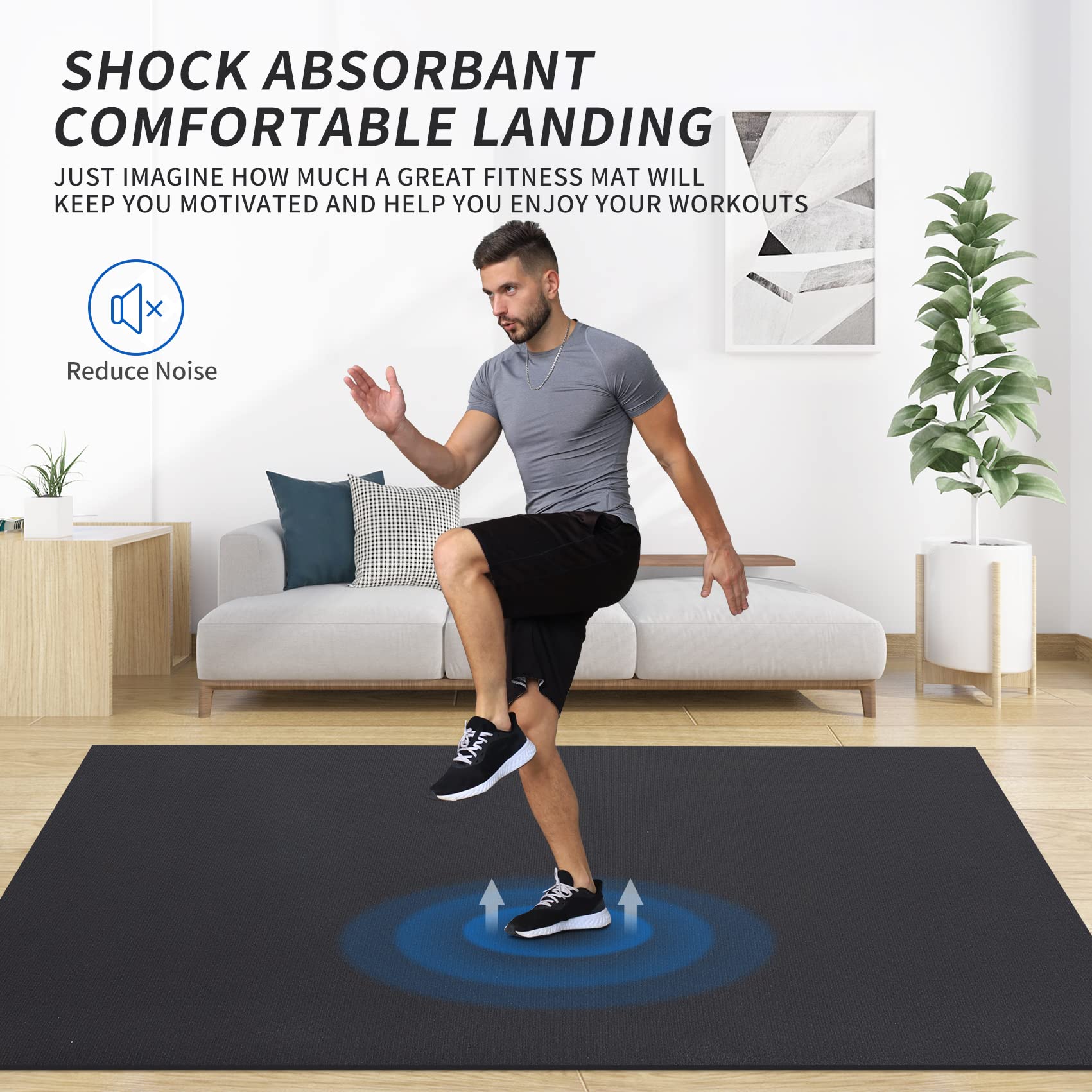 Extra Large Exercise Mat 9 X 6 X 7Mm, High-Density Workout Mats For Home Gym Flooring, Non-Slip, Extra Thick Durable Cardio Mat,