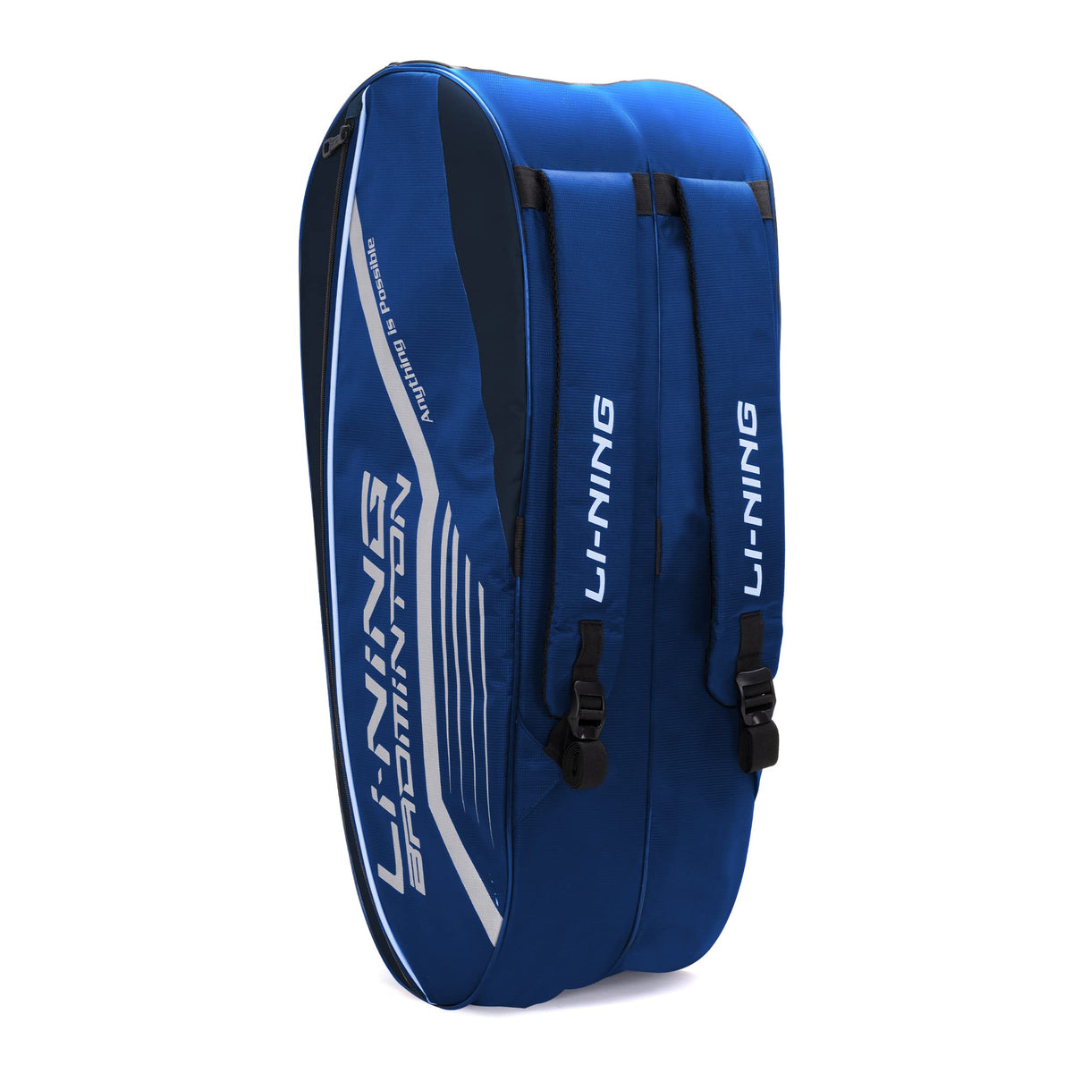 LiNing Hot Shot Triple Zipper Polyester Badminton Kit Bag (Blue/Navy, Large) | Easy  Access Compartments | Spacious | Unisex