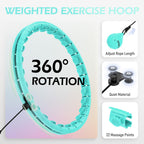 JLoibao Weighted Hula Circle with 26/32 Links(56-66 Inch) for Adults Weight Loss, Infinity Fitness Hoop Plus Size, for Women Sma