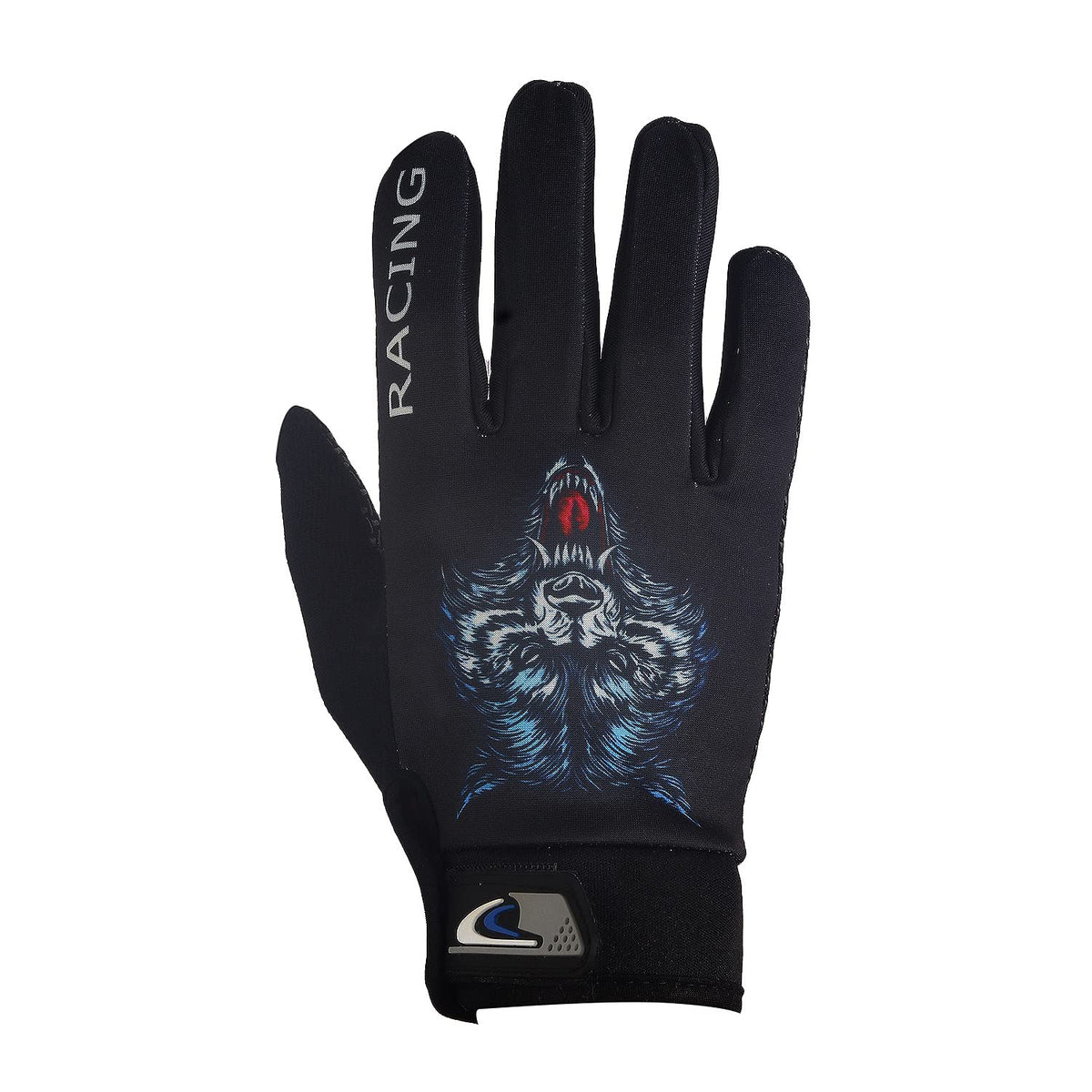 Zaysoo Gloves Wolf Design Touchscreen Compatible On Thumbs, Index Finger Sports Gloves  Black