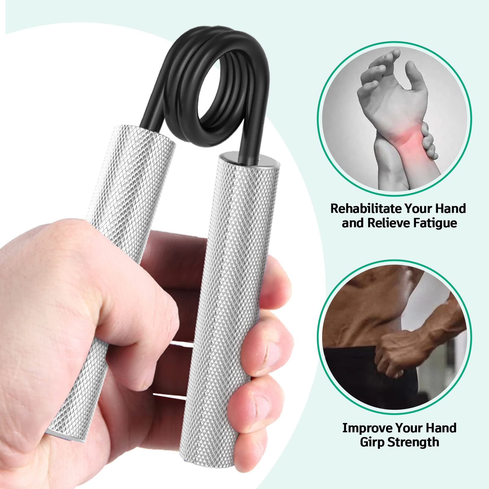 Zeagus Grip Strength Trainer 6 Pack,100Lb-350Lb Metal Hand Grip Strengthener,Non-Slip Heavy-Duty Forearm Exerciser,Hand Gripper