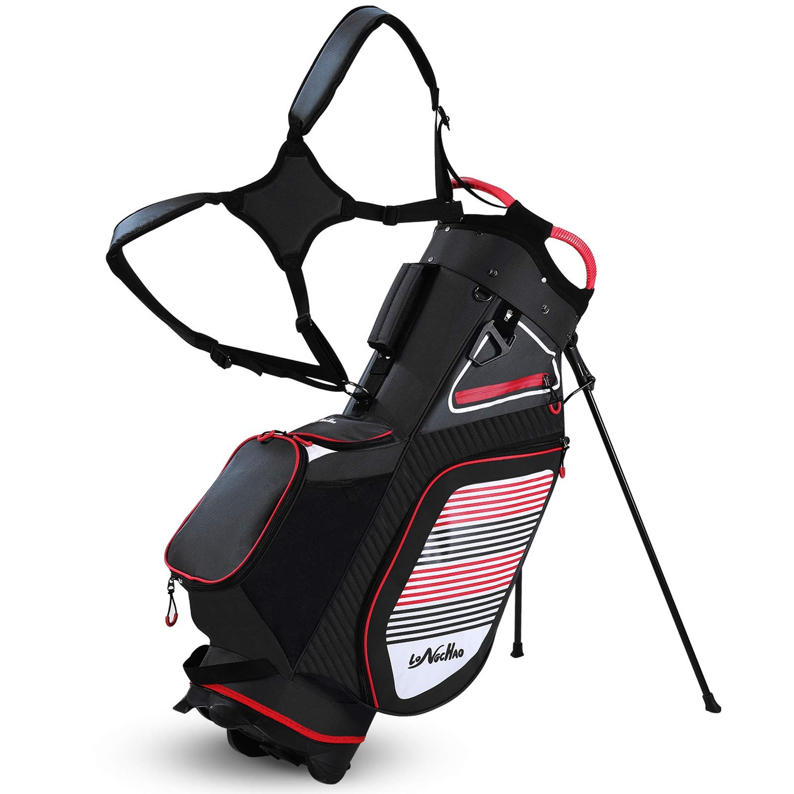 Golf Stand Bag for Men Navy 14 Way Divider Golf Bags, 6LB Lightweight Portable Walking/Riding Bags with Dust Cover, Strap (Black