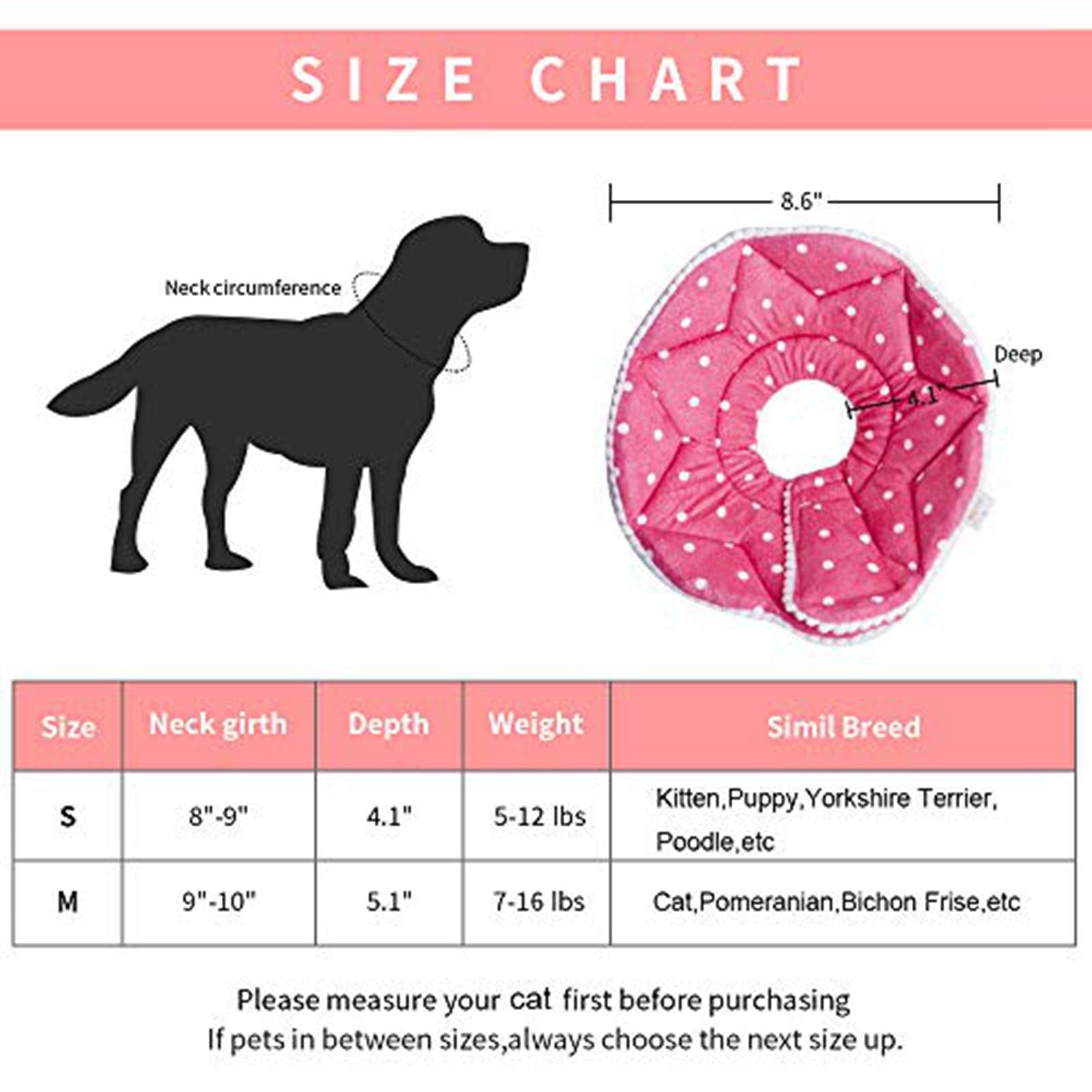 Wz Pet Adjustable Dog Cat Cone,Soft Recovery Cat Cone Collar,Dog Protective Collar For Cats And Puppy Surgery,Pink,Small