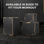 Fitvids 3 In 1 Non-Slip Wooden Plyo Box Plyometric Box Jumping Exercise, 16X20X24 Inches, Gray