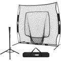 VIVOHOME 7 x 7 Feet Baseball Backstop Net, Softball Practice Net for Batting and Pitching, Baseball Hitting Net with Batting Tee