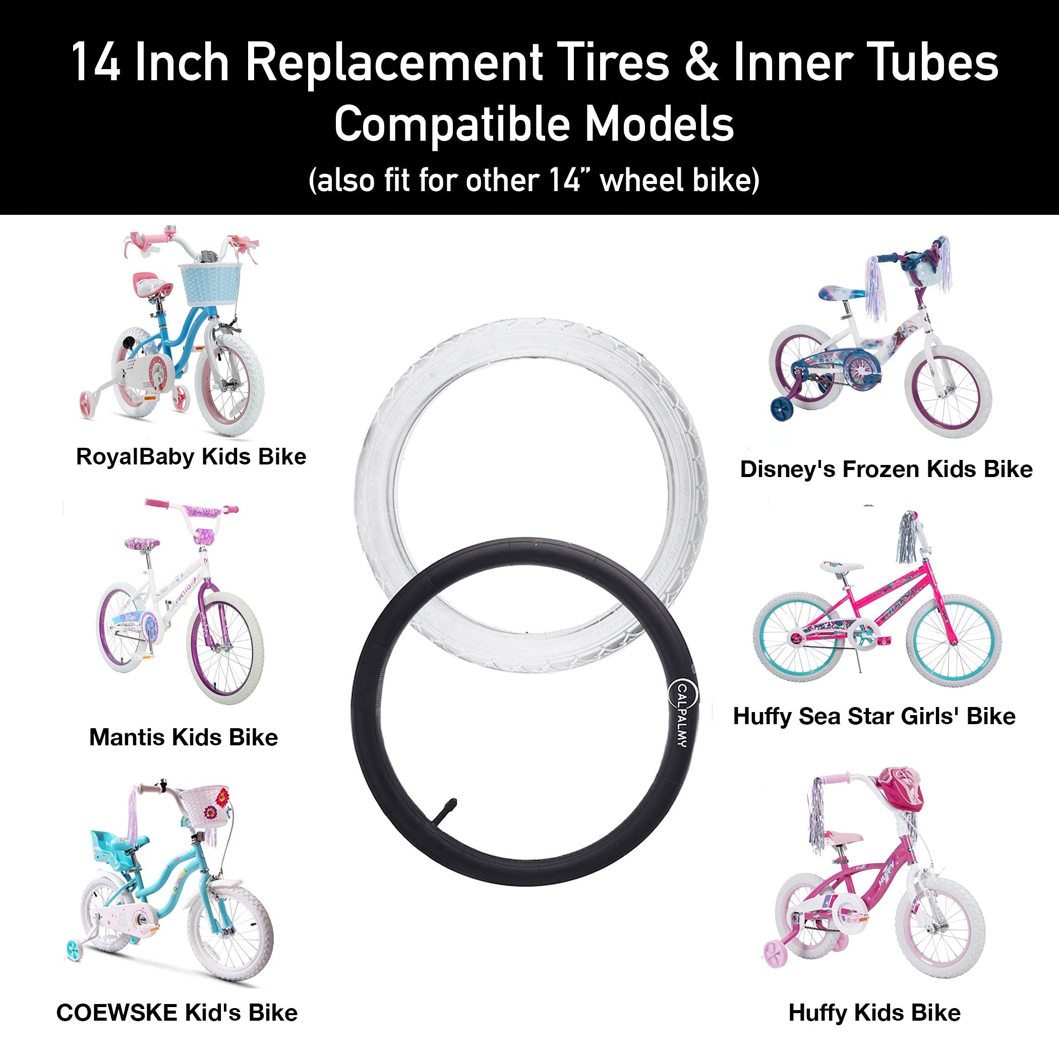(2 Sets) 16    X 2.125 Kids Bike Replacement White Tires And Tubes - Compatible With Most 16    Kids Bikes Like Royalbaby, Joyst