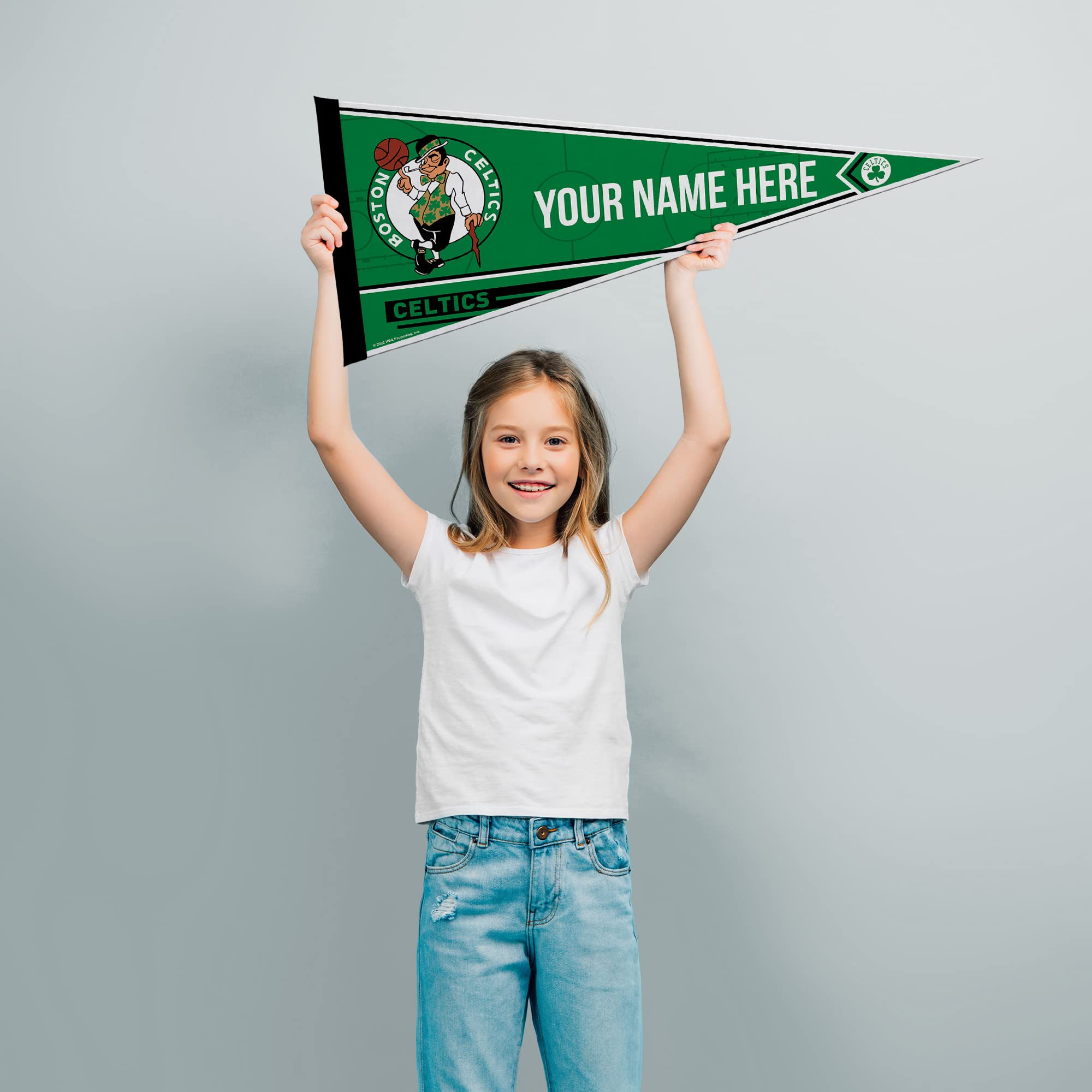 Rico Industries Nba Basketball Boston Celtics Personalized - Custom 12'' X 30'' Soft Felt Pennant - Ez To Hang