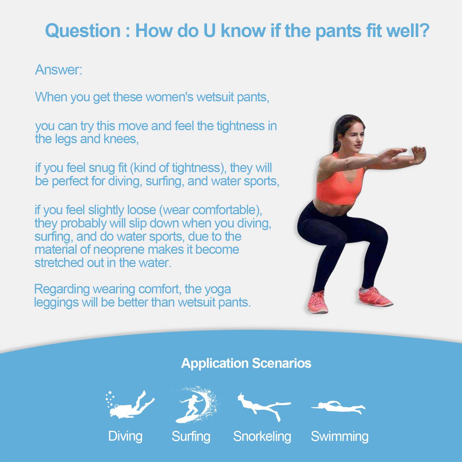 Goldfin Womens Wetsuit Pants, 2Mm Neoprene Pants Keep Warm For Diving Swimming Surfing Kayaking Boating (Blue, Xs)