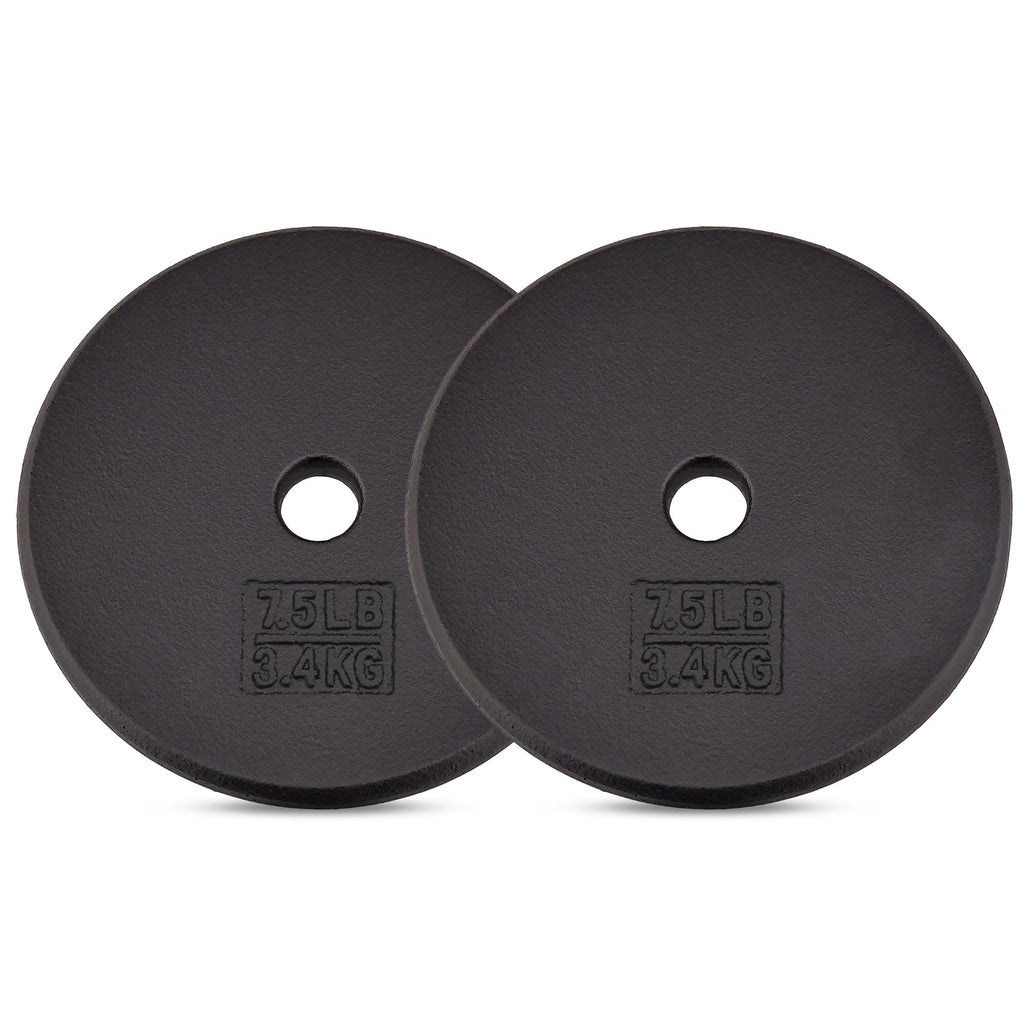 Yes4All 1-Inch Cast Iron Weight Plates For Dumbbells - Standard Weight Disc Plates, 7.5 Pound (Pack Of 2)