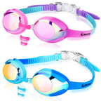 Keary 2 Pack Kids Swim Goggles Swimming Goggles For Toddler Children Girls Boys Youth, Anti-Fog Waterproof Anti-Uv Clear Vision 