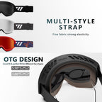 Wiston Ski Goggles - Otg Snow/Snowboard Goggles For Men, Women & Youth - 100% Uv Protection (Black Frame/Silver Lens)