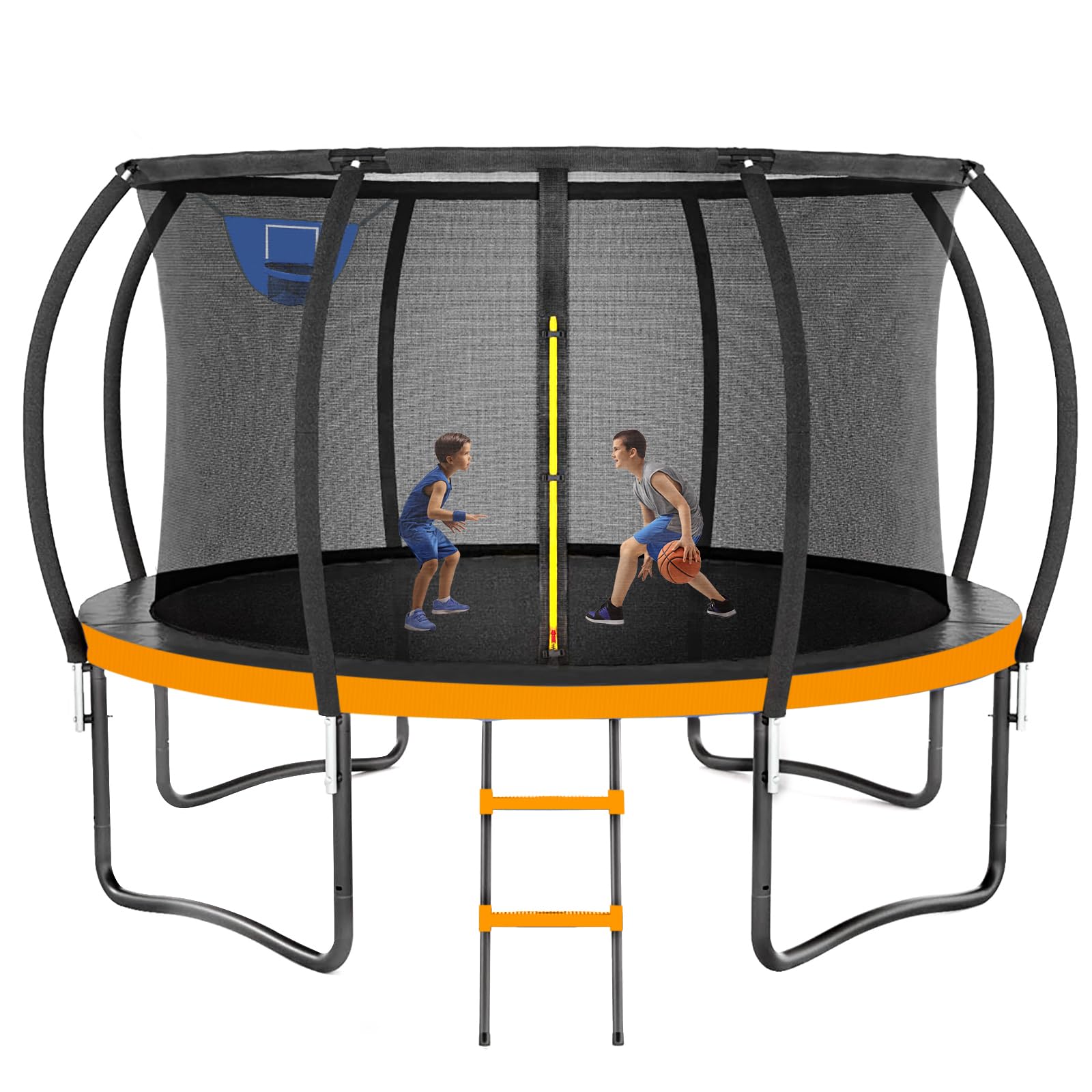 Kiivakii Trampoline 12FT 14FT, Outdoor Trampolines for Kids and Adults, Recreational Trampoline with Basketball Hoop & Enclosure