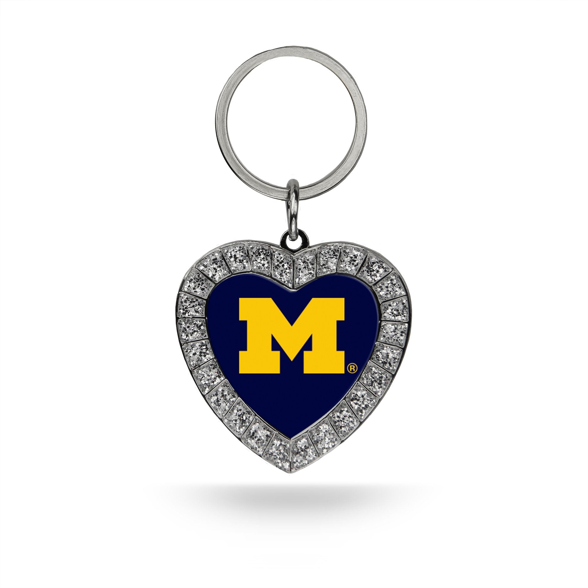Rico Industries Ncaa Michigan Wolverines Metal Rhinestone Heart Keychain, 1.38 X 3-''