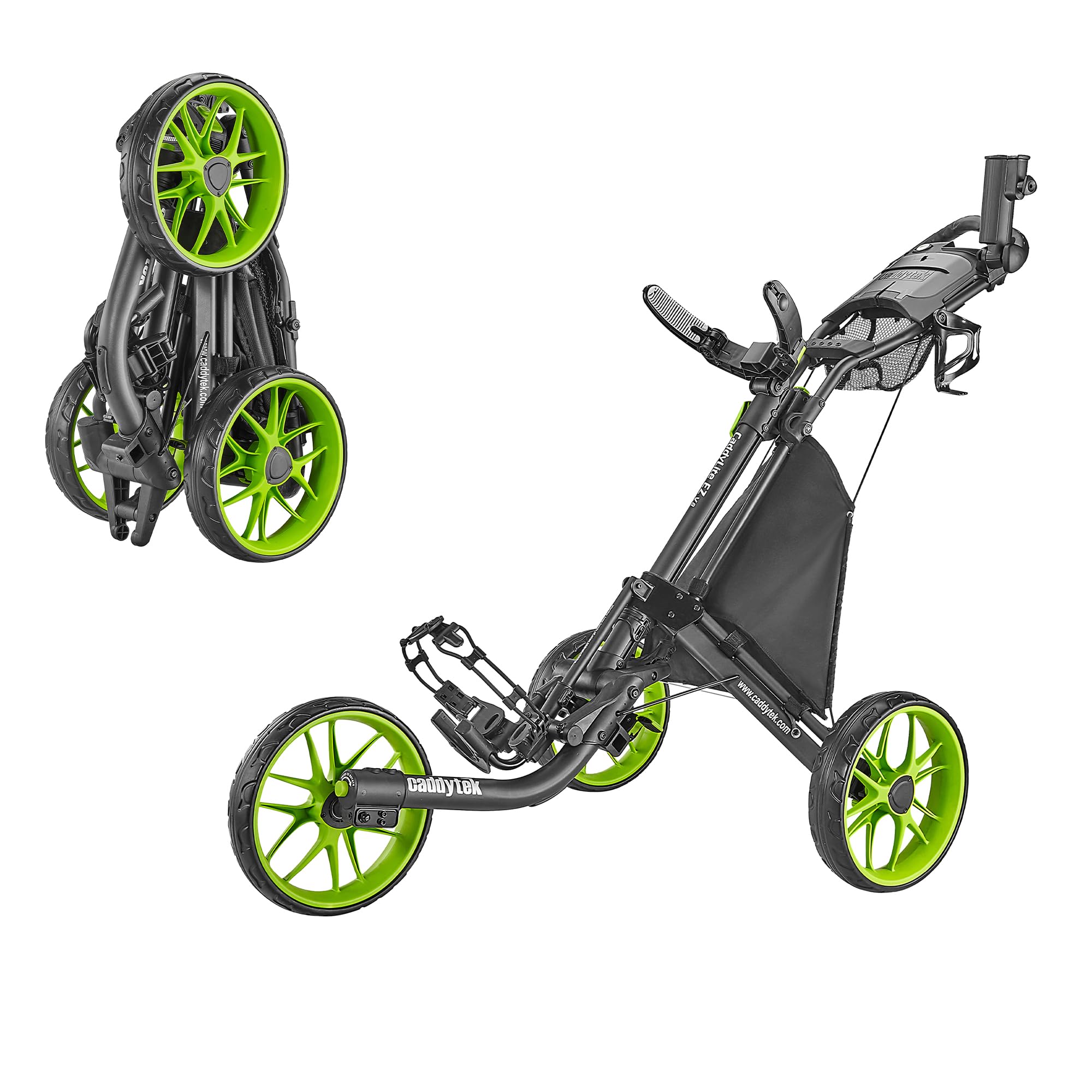 Caddytek CaddyLite EZ V8 Golf Push Cart - Lightweight 3 Wheel Foldable Cart with One-Click 2-Step Folding, EVA Wheels, Adjustabl