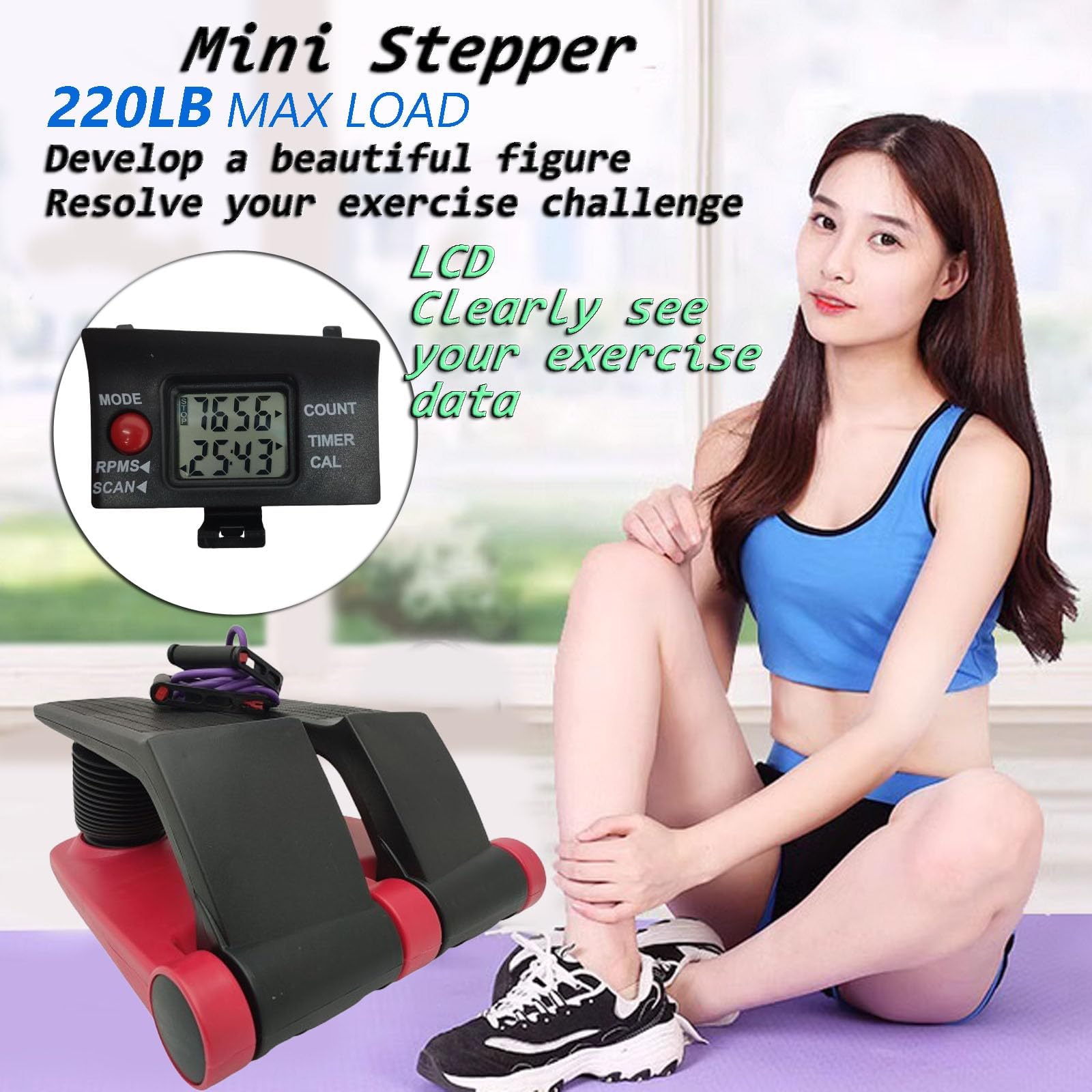 Intbuying Stepper Fitness Stair Stepper Portable Twist Stair Stepper Adjustable Resistance Fitness Exercise Machine With Resista