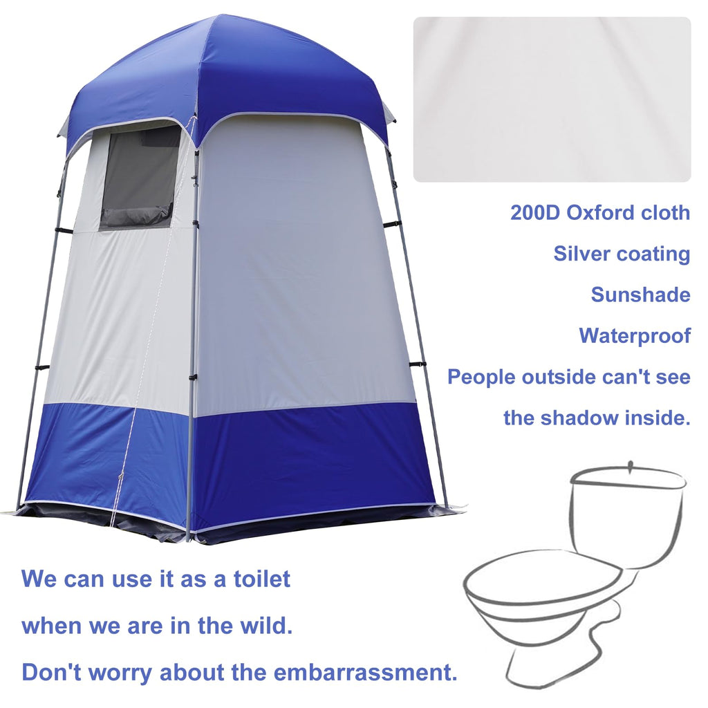 Outdoor Shower Tent Changing Room Privacy Portable Camping Shelters (White Blue)