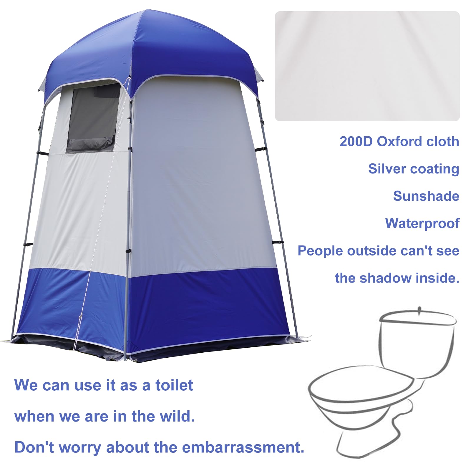 Outdoor Shower Tent Changing Room Privacy Portable Camping Shelters (White Blue)