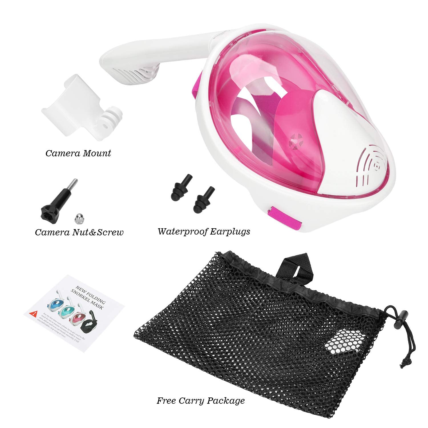 Oumers Newest Version Kids Full Face Snorkel Mask, 180? Panoramic View Snorkeling Mask Set With Safety Free-Breathing System, De