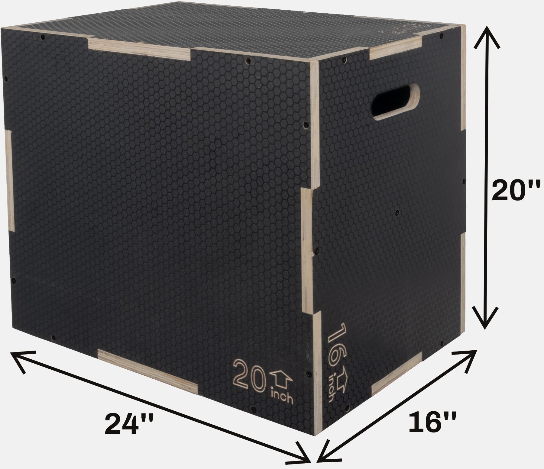 Fitvids 3 In 1 Non-Slip Wooden Plyo Box Plyometric Box Jumping Exercise, 16X20X24 Inches, Gray