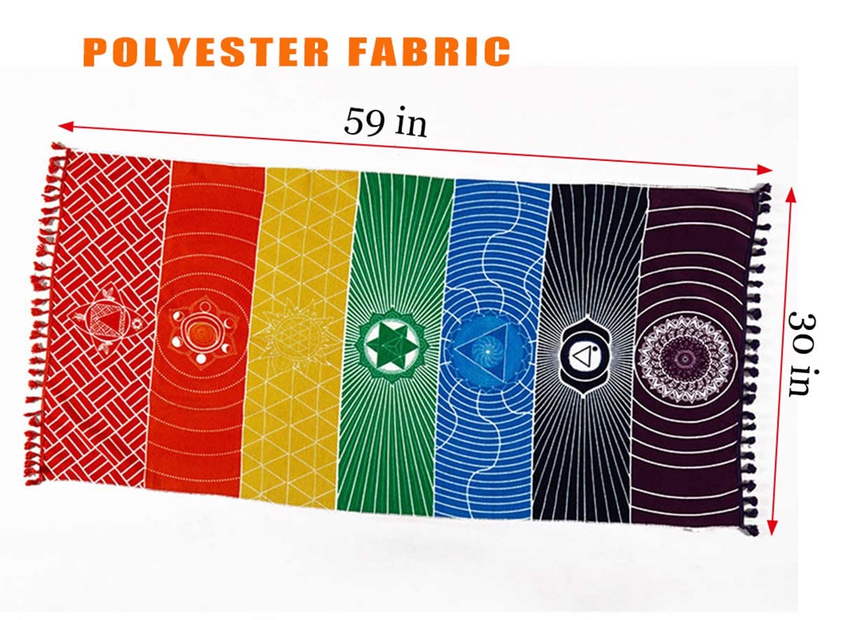 Neasyth Mexican Yoga Mat Beach Picnic Blanket Chakra Meditation Mat Yoga Rug Sunscreen Shawl Chakra Wall Tapestry Decor Boho Pil