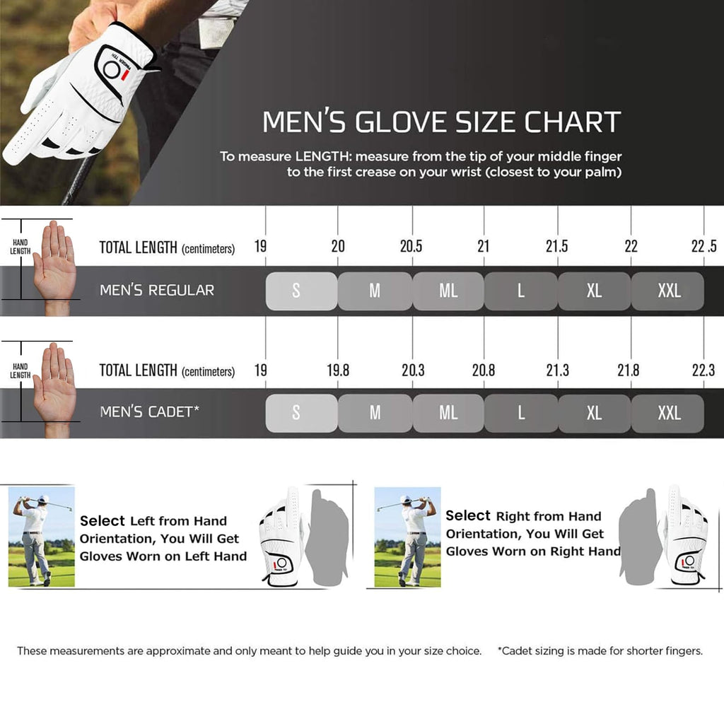 Finger Ten Golf Gloves Men Right Left Handed Golfer Men? Golf Glove Left Right Hand Value 3 Pack, All Weather Leather Grip Small