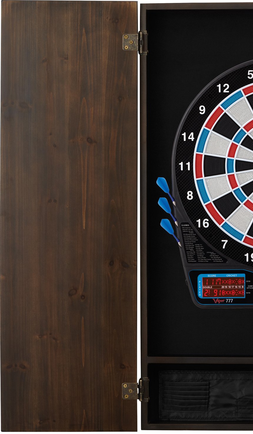 Viper By Gld Products Metropolitan Solid Wood Cabinet & Electronic Dartboard Ready-To-Play Bundle: Standard Set (777 Dartboard),