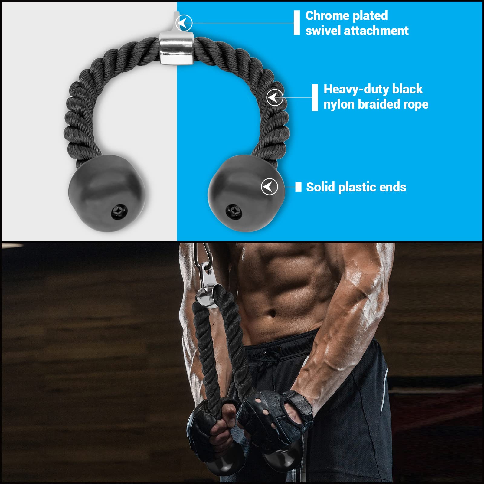 A2Zcare Combo Tricep Press Down Cable Attachment - Cable Machine Accessories For Home Gym With Multi Option (F. Combo V-Handle W