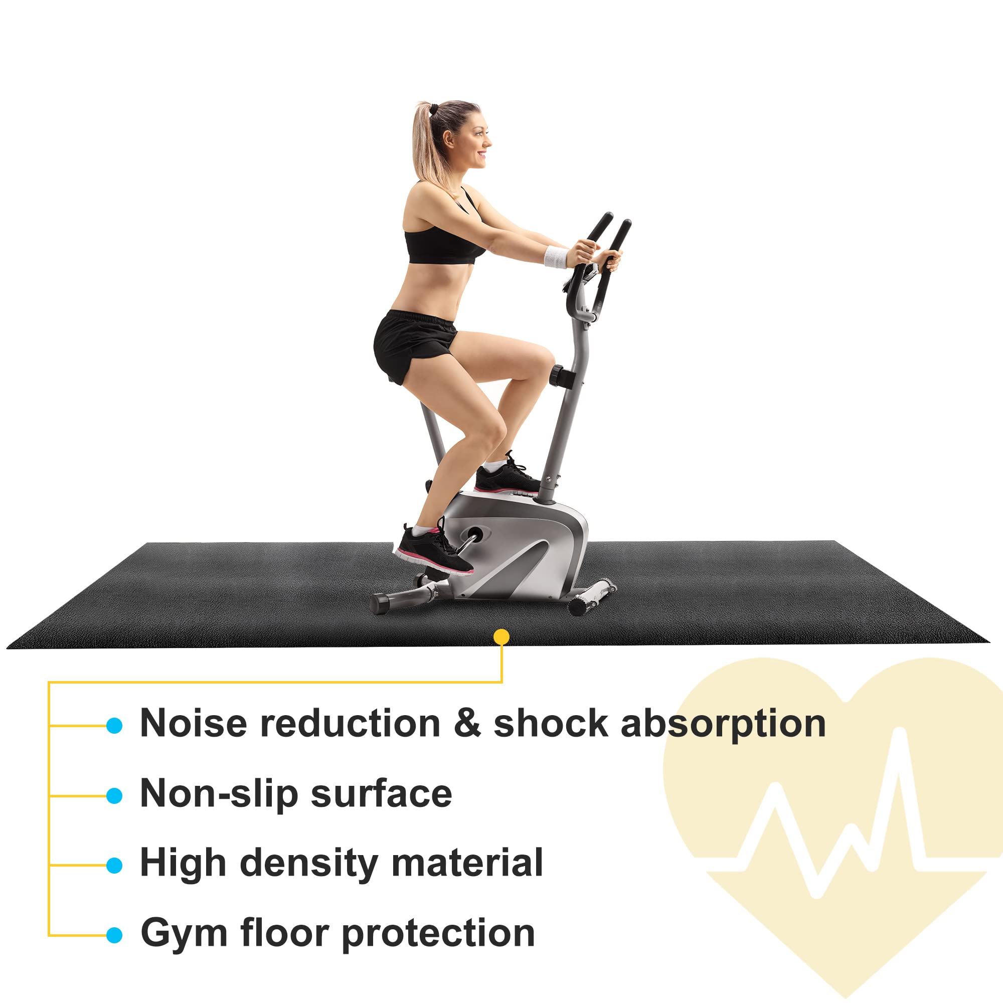 Zeny Exercise Equipment Mat Treadmill Mat 8X3 Ft Floor Mat High Density Fitness Gym Mat For Indoor Bike Cycling Mat,Jump Rope Ma