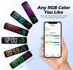 15.2 Gym Timer, App & Remote Control, Customizable Led Colors, Temperature, Date, Workout Interval Timer Stopwatch Countdown Lar