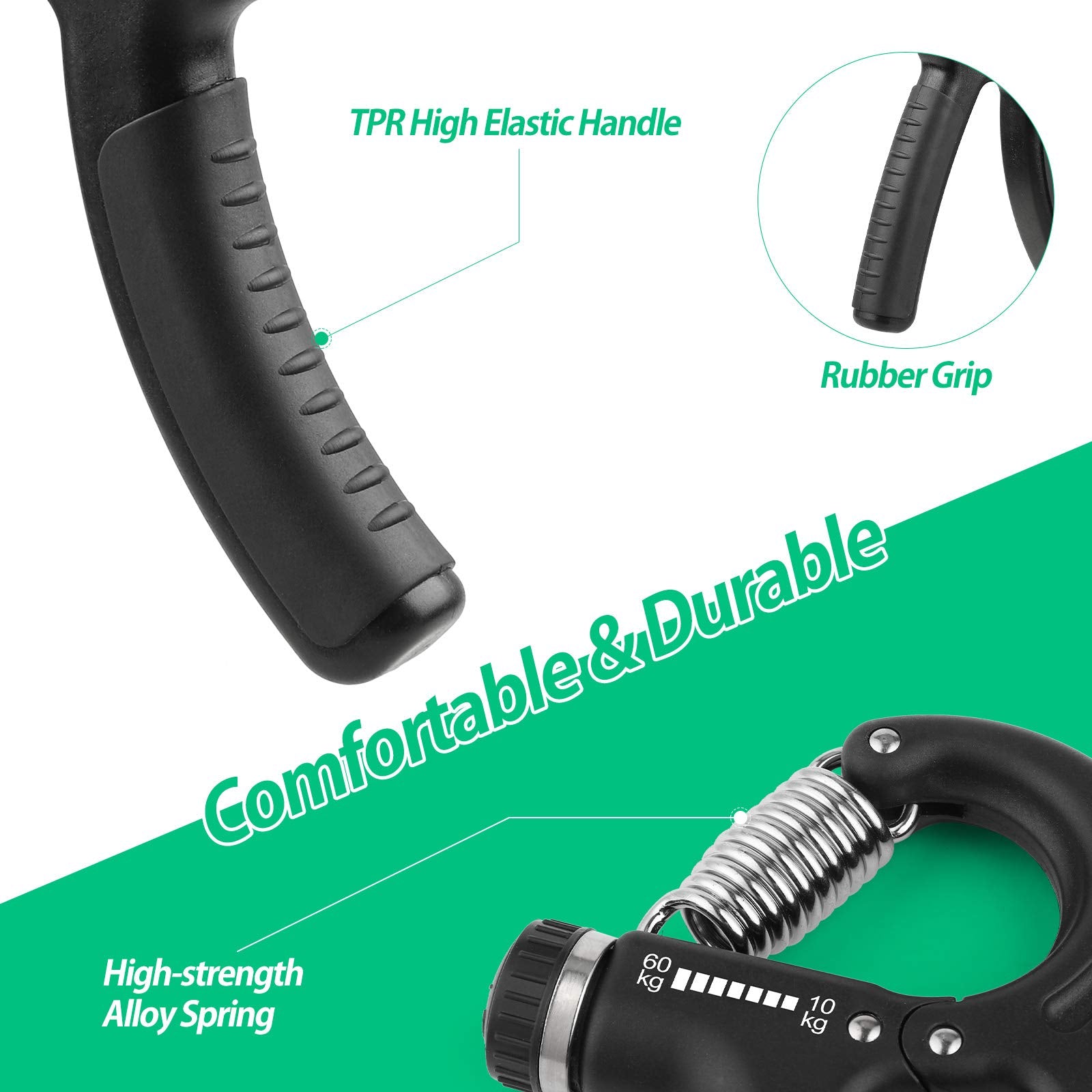 Niyikow Grip Strength Trainer, Hand Grip Strengthener, Adjustable Resistance 22-132Lbs (10-60Kg), Non-Slip Gripper, Perfect For
