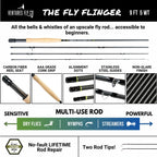 Ventures Fly Co. | Toe Dipper Starter Package | 13 Fly Fishing Accessories Complete Combo | Includes Rod, Reel, Line, Case, Flie