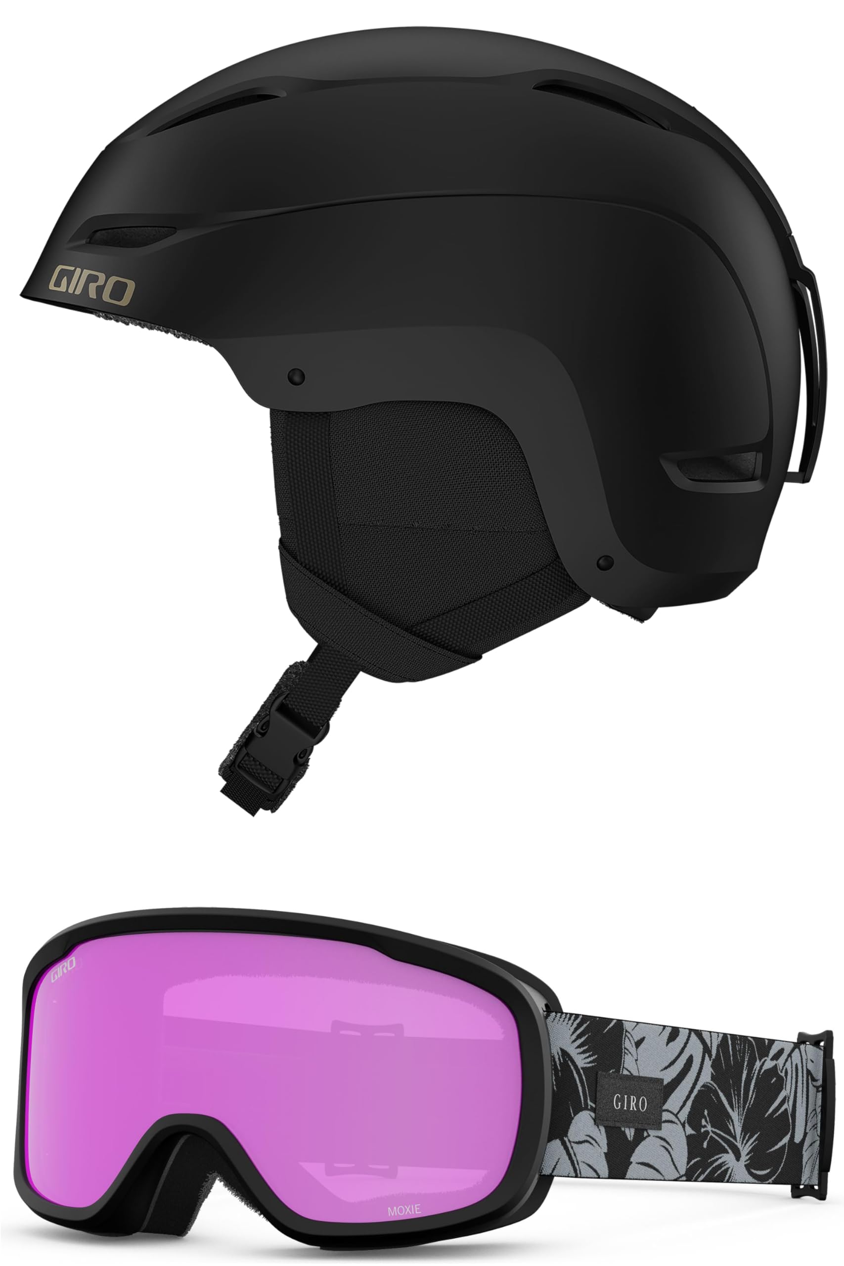 Giro Ceva Kids Snow Helmet/Goggle Combo - (Combo) Matte Black - Black/Grey Botanical LX - Size Medium
