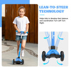 Kids Scooter,LED Lighted Wheels and 3 Adjustable Height Handlebars Scotters for Kids 3-12,3 Wheel Toddler Kick Scotter for Boys