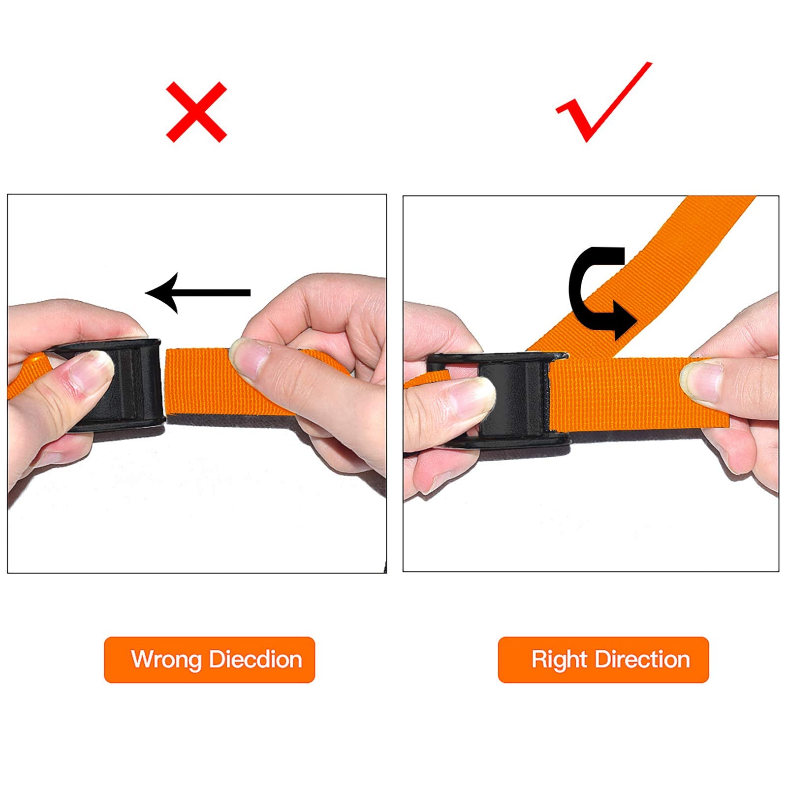 Lashing Strap Short Orange 1'' X 6.5 Ft, Cam Buckle Tie Down Straps Heavy Duty Secure Straps Up To 700 Lbs Capacity For Motorcyc