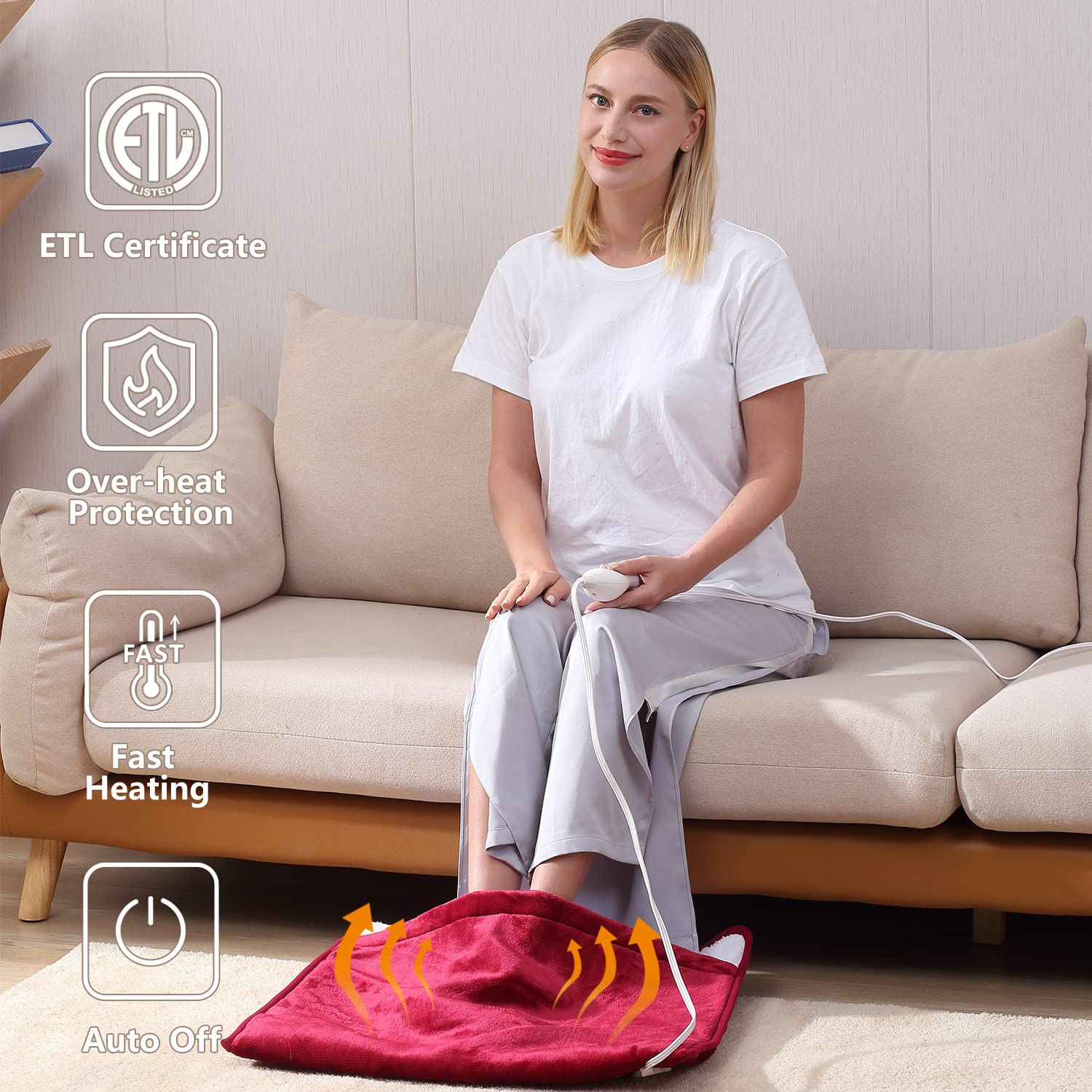Gintao Electric Heated Foot Warmers For Men And Women,Foot Heating Pad Electric With Fast Heating Technology,Heating Pad Feet Wa