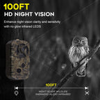 Xjwecavi Trail Camera Wifi 4K 48Mp With Night Vision Ip66 Waterproof 0.1S Trigger Speed And Bundled With 32Gb Memory Card, Card