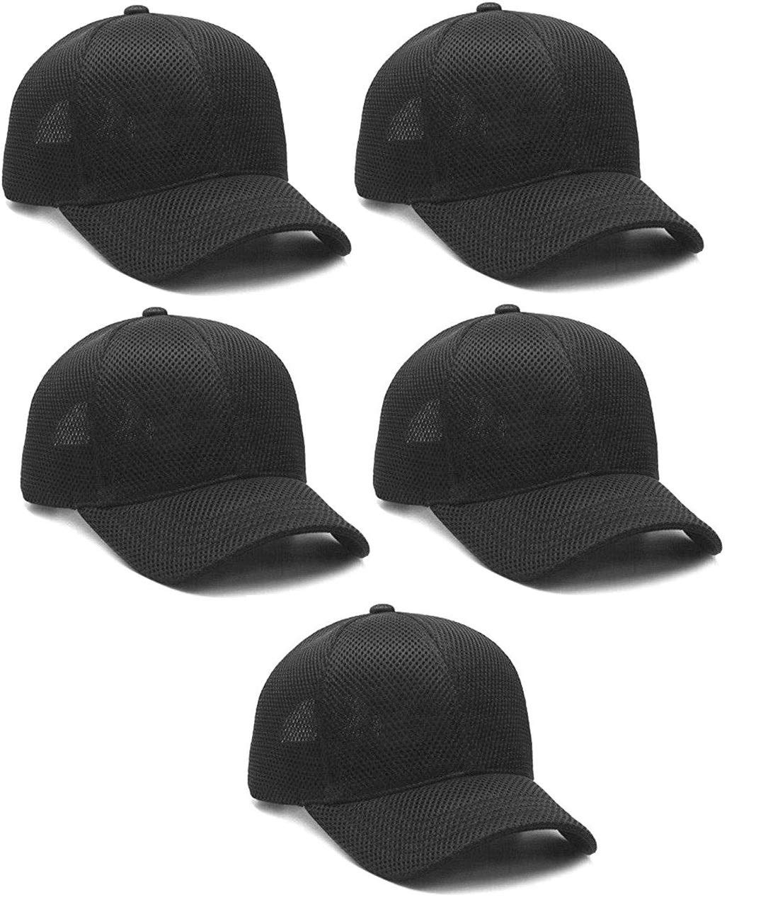 Zacharias MenS Net Mesh Baseball Cap (Black;Free Size) Pack Of 5