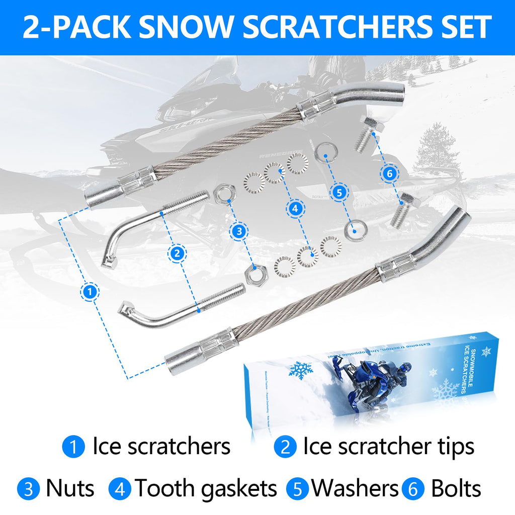 KAVIUS Ice Scratchers Snowmobile 2025 UPGRADED 2-PACK Compatible with Polaris Skidoo Arctic Cat Snowmobile Scratchers Fit for Re
