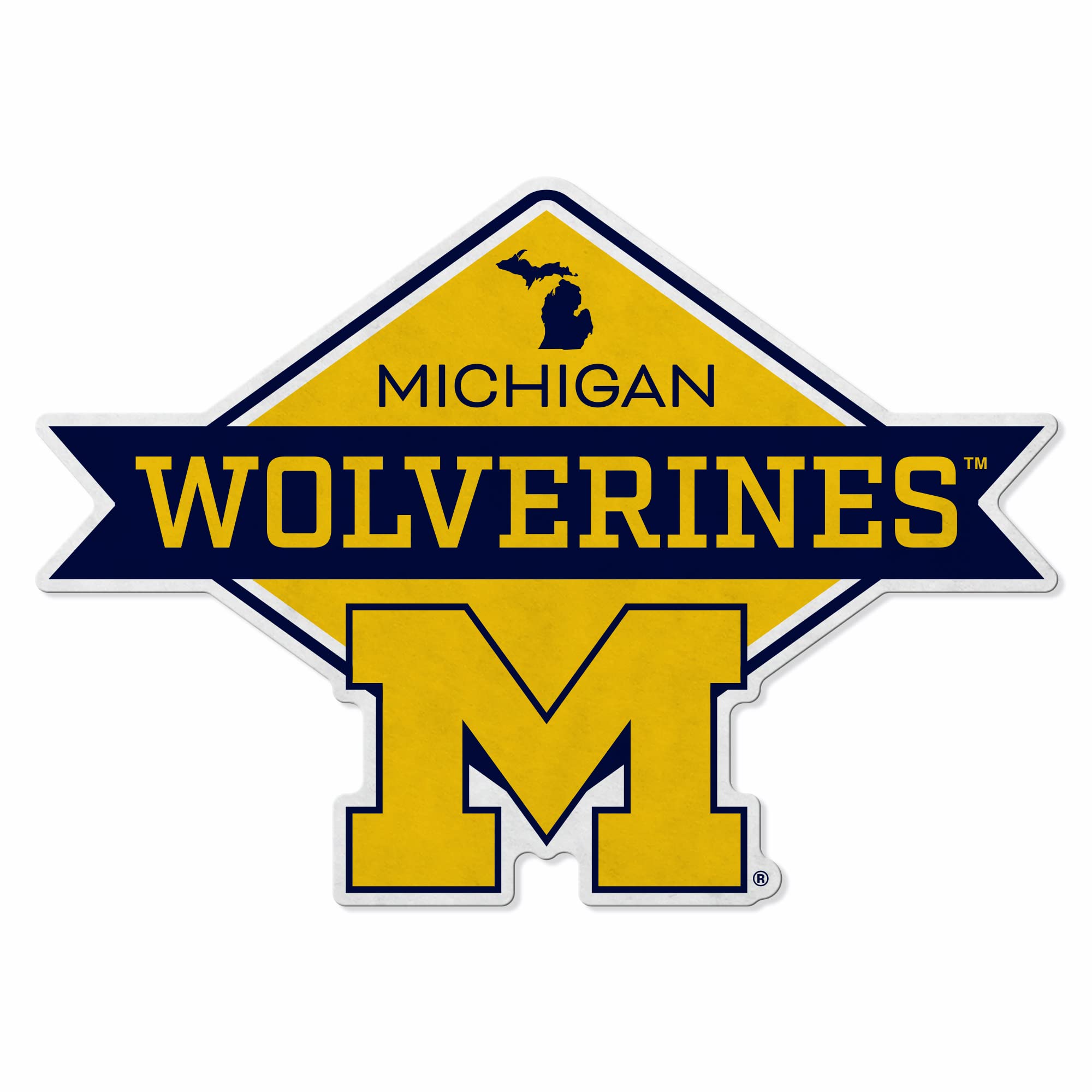 Rico Industries Ncaa Michigan Wolverines Diamond Shape Cut Pennant - Home And Living Room D  Cor - Soft Felt Ez To Hang, 18X0.10