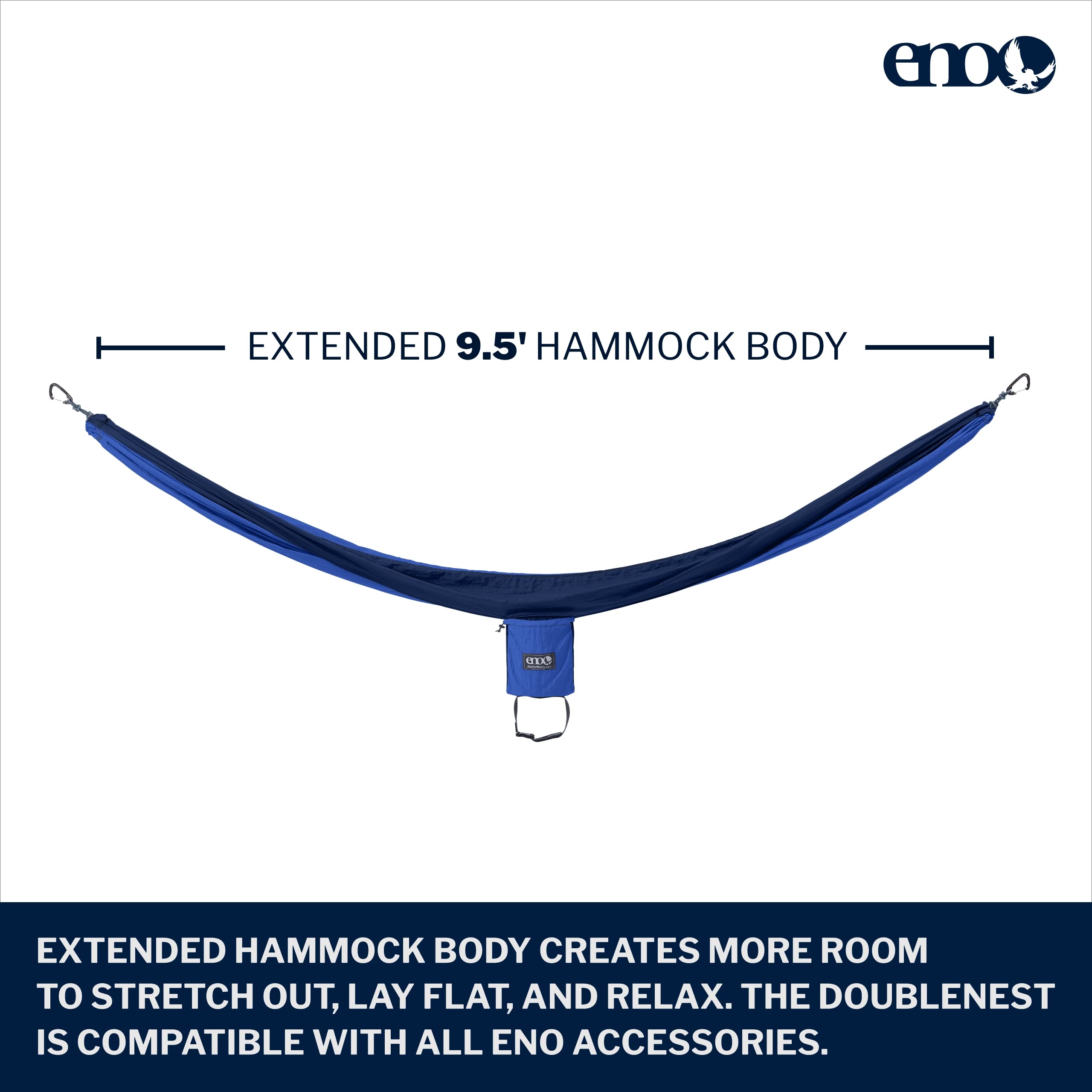 Eno, Eagles Nest Outfitters Doublenest Lightweight Camping Hammock, 1 To 2 Person, Royal/Navy