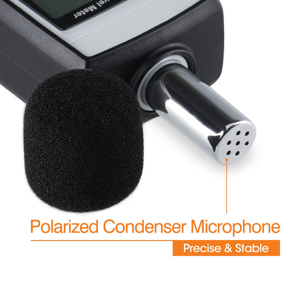 Decibel Meter Sound Level Reader 30-130Db(A), Hand-Held Sound Noise Meter, Digital Noise Meter Decibel Monitoring Tester Calibra